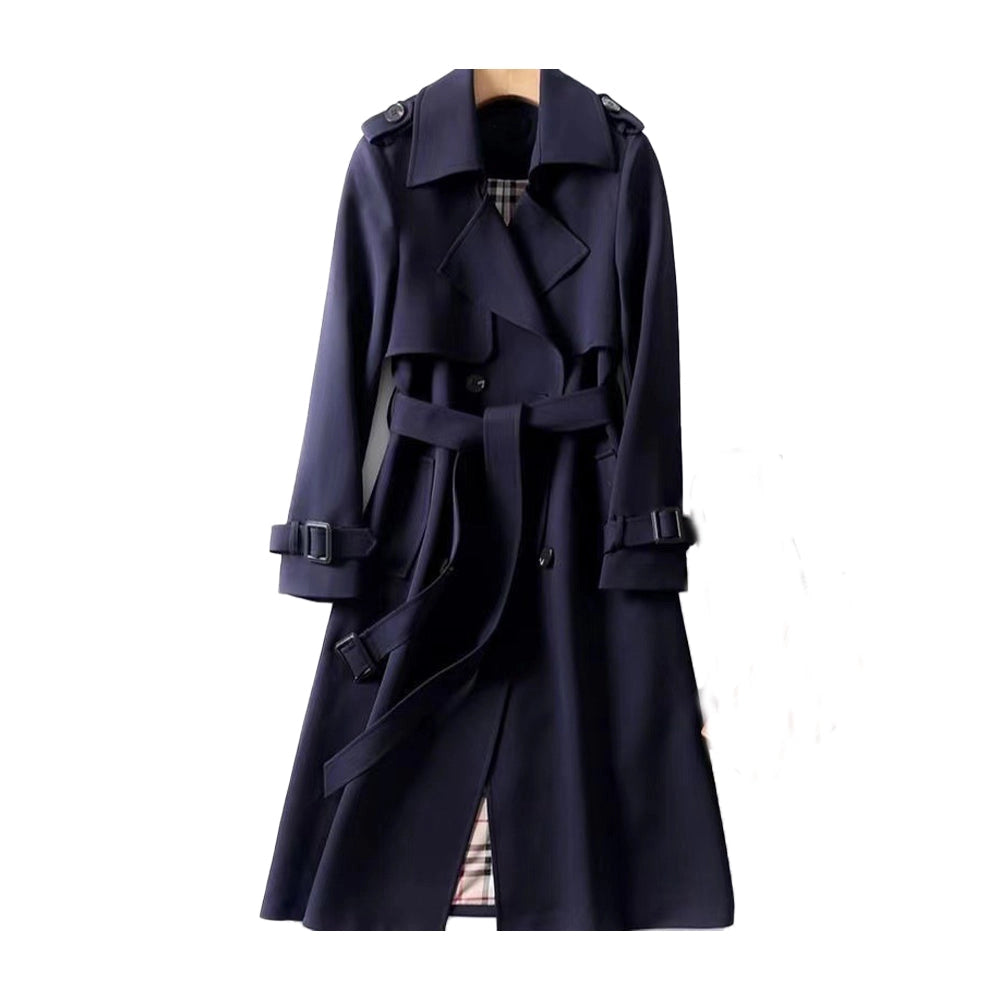 SUNA Odessa Klassisk Trenchcoat Til Hverdagskomfort og Stil Marineblå