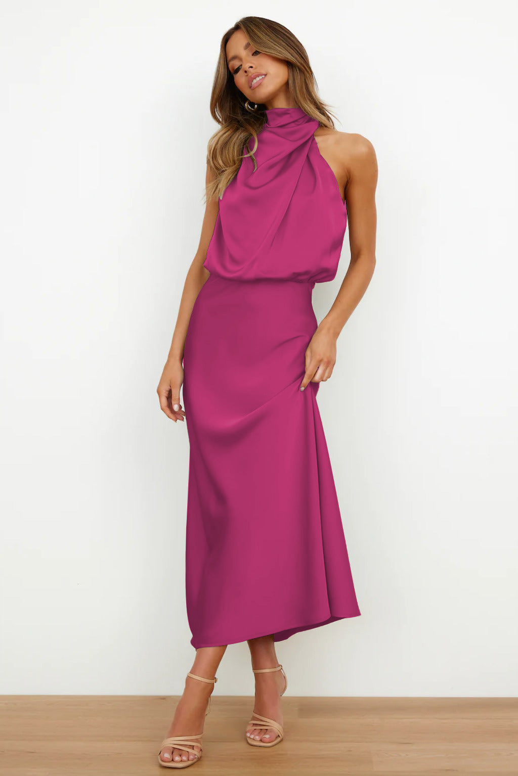 SUNA Quentin Sahara Drape Kjole – Let Silhuet - Festkjole Pink