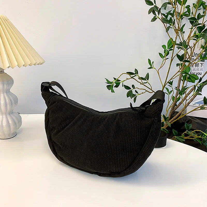 SUNA Corduroy Skuldertaske - Gracie Sort