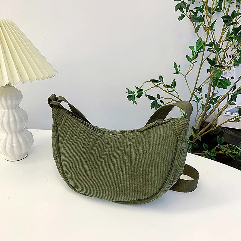 SUNA Corduroy Skuldertaske - Gracie Grøn