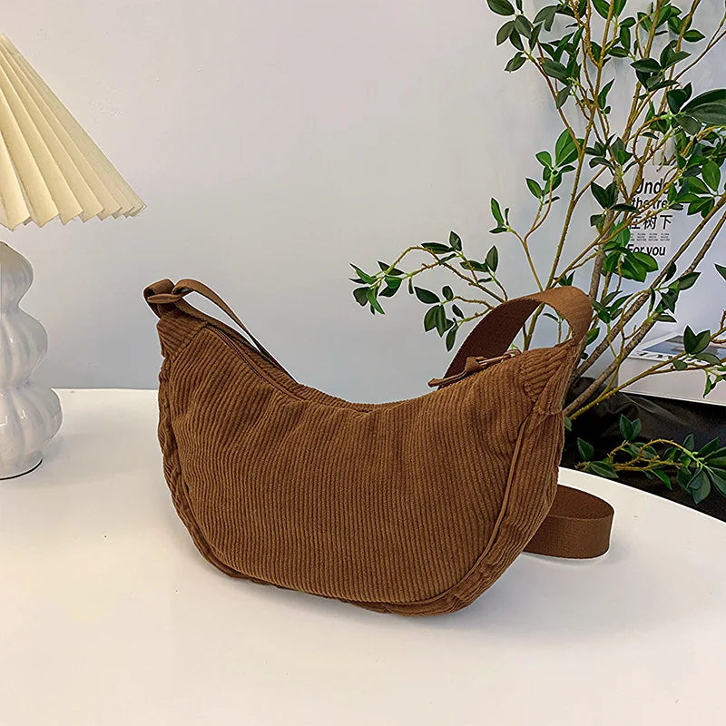 SUNA Corduroy Skuldertaske - Gracie Brun