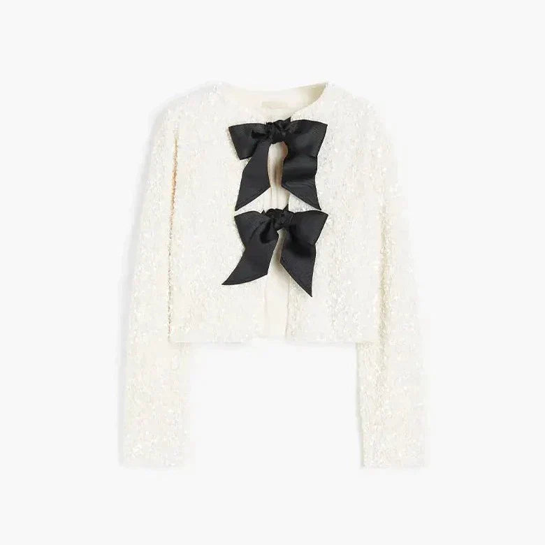 SUNA Chloé - Modisk Glitterjakke i Elegant Design Hvid