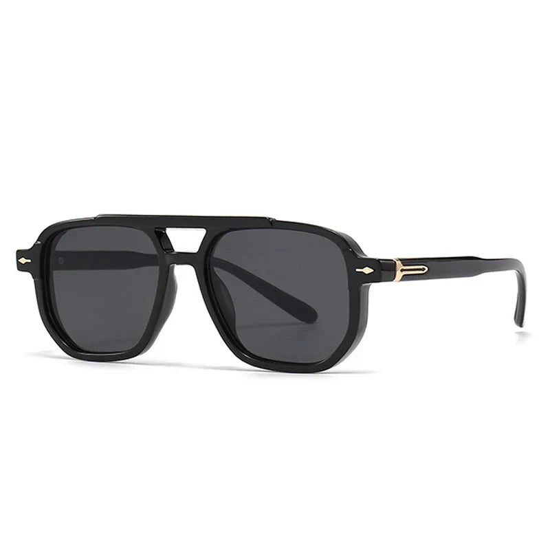 SUNA Wilshire - Vreid UV400-sunglasses med klassisk retro-design og UV-beskyttelse Sort grå