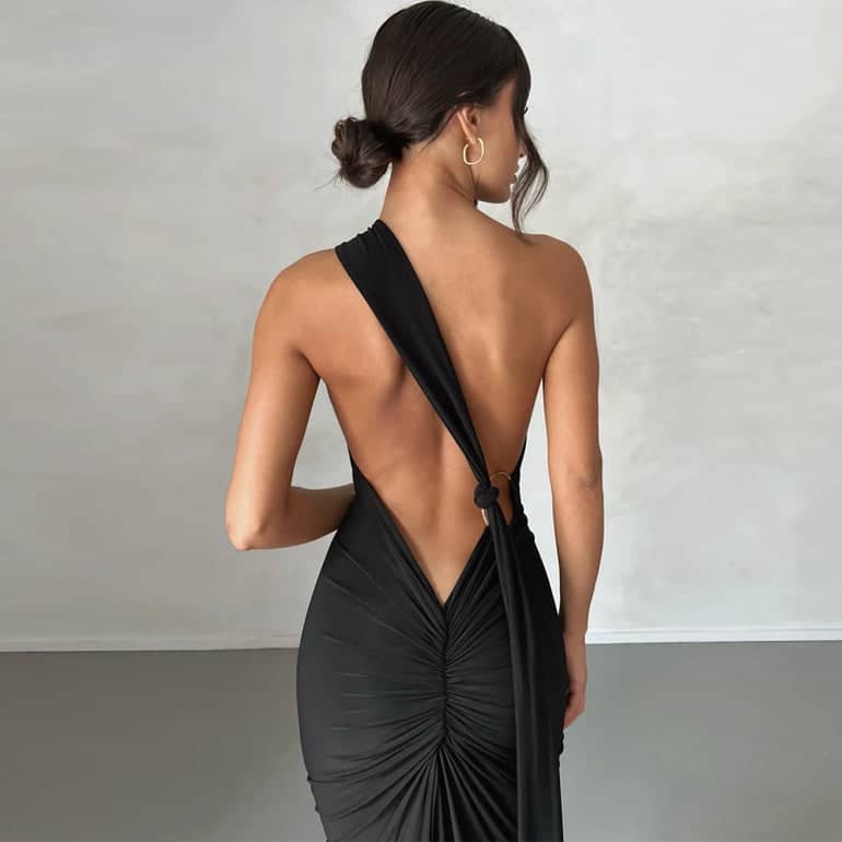 SUNA Event Ready Skulder Maxi Kjole Med Rygløst Design