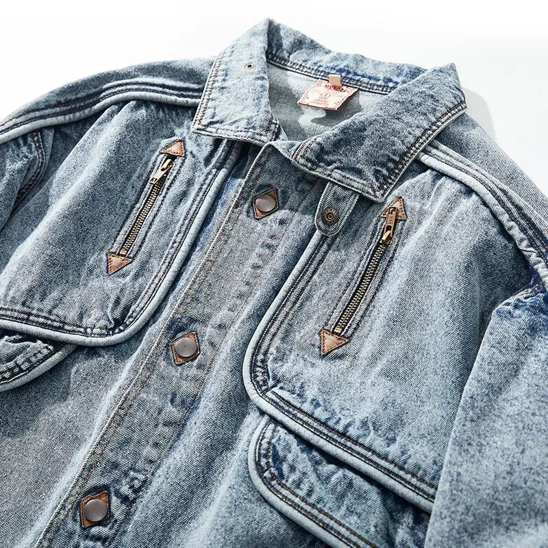 SUNA Herre Vintage Denimjakke – Klassisk Pasform og Slidstærkt Stof - Tidløs Mode, Denimjakke, Herremode
