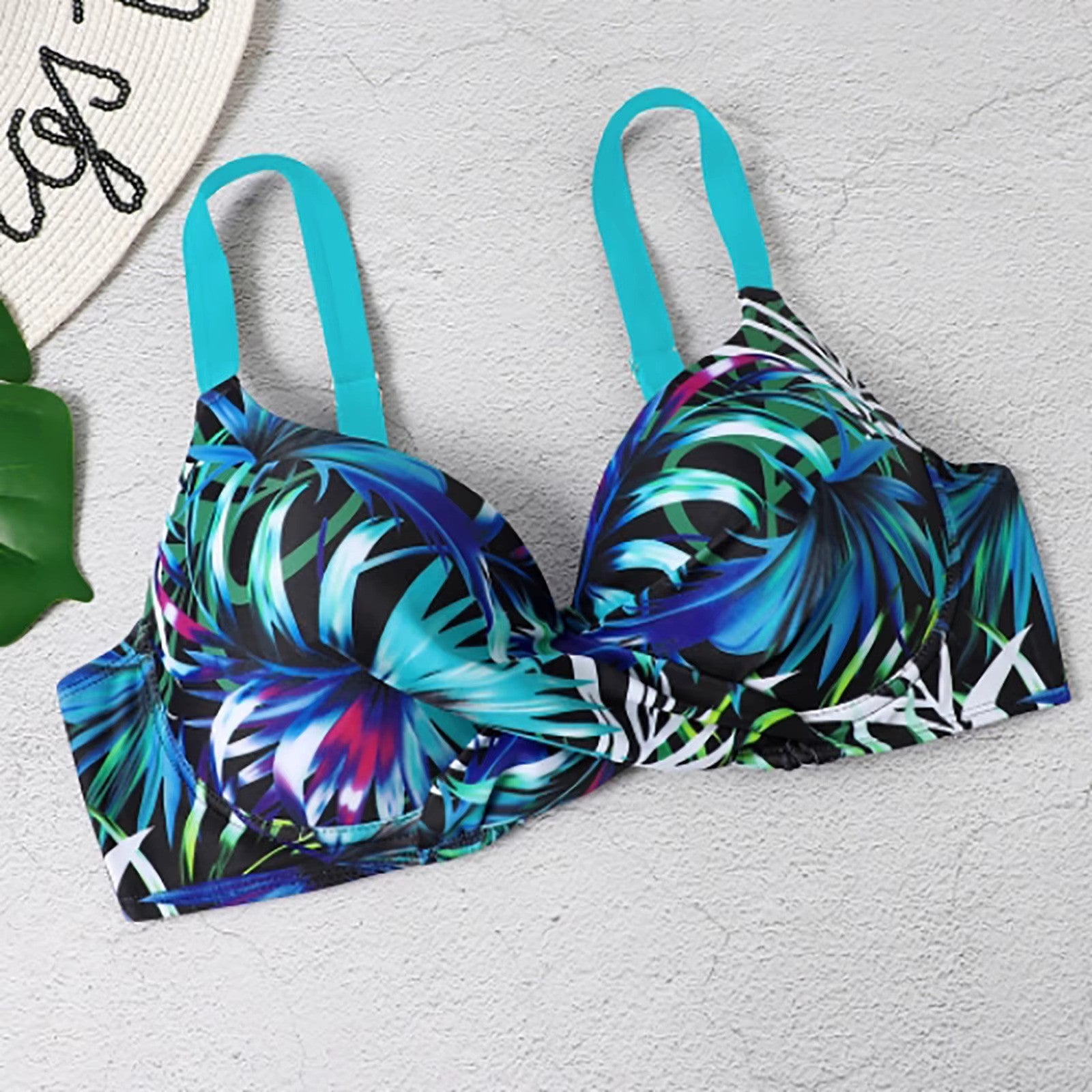 SUNA Bikini Med Høj Talje Og Bladprint Til Damer