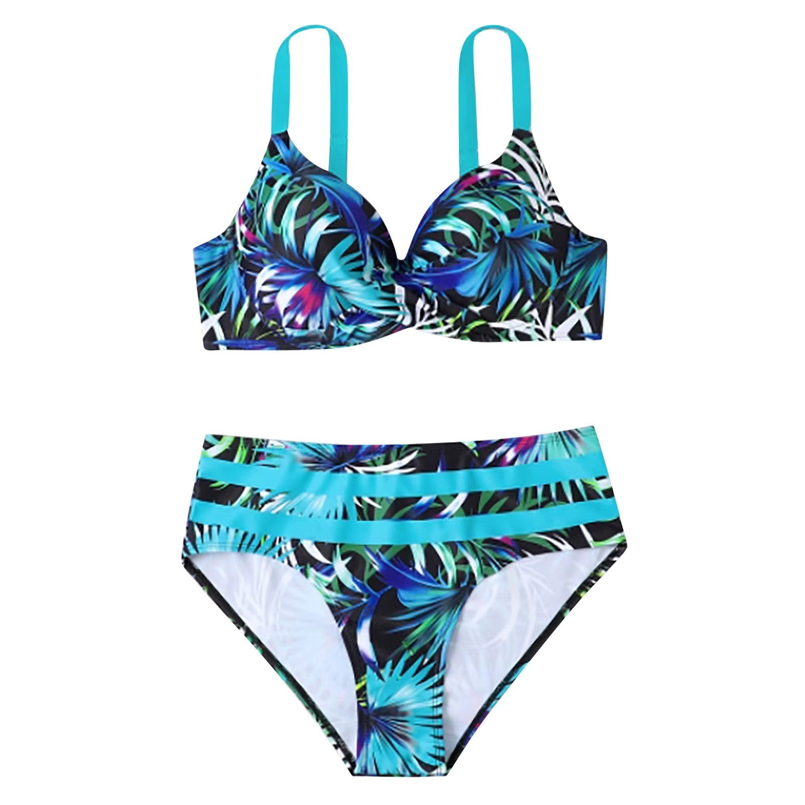 SUNA Bikini Med Høj Talje Og Bladprint Til Damer