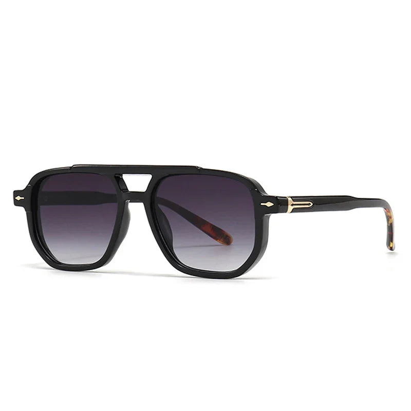 SUNA Wilshire - Vreid UV400-sunglasses med klassisk retro-design og UV-beskyttelse Sort leopard grå