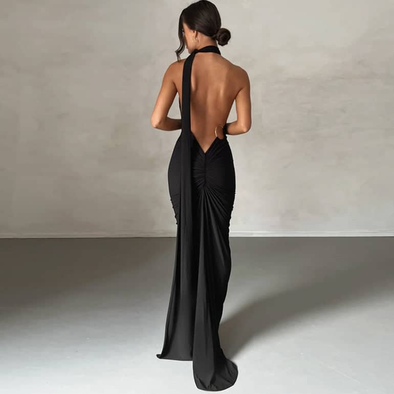 SUNA Event Ready Skulder Maxi Kjole Med Rygløst Design