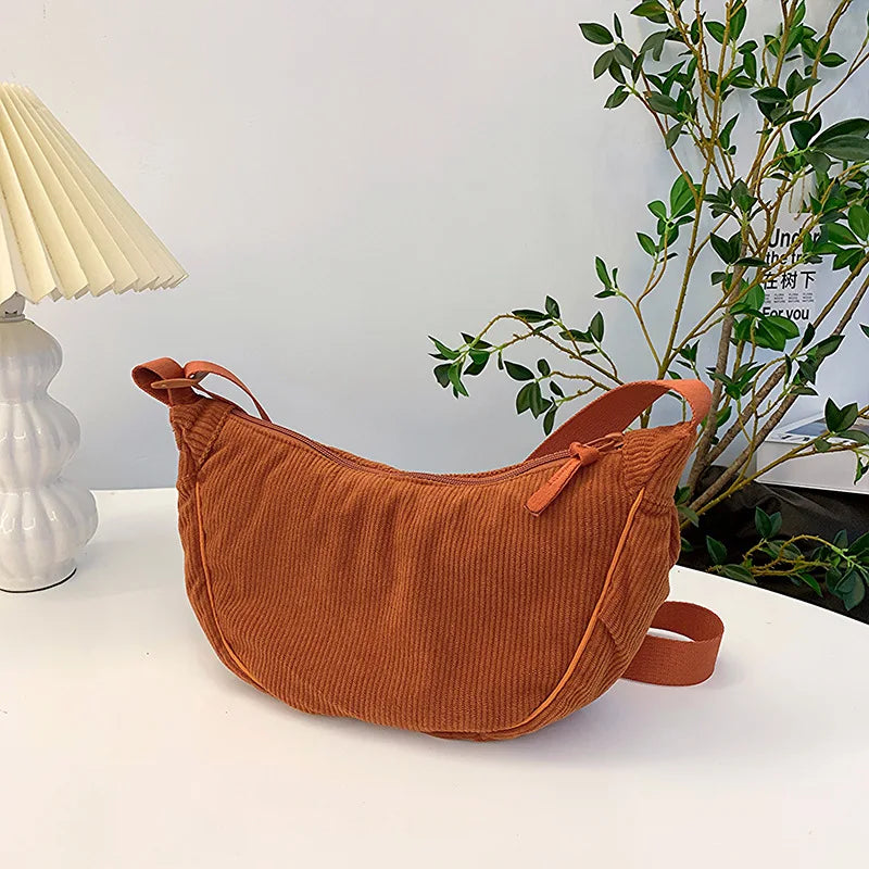 SUNA Corduroy Skuldertaske - Gracie Mørk Orange
