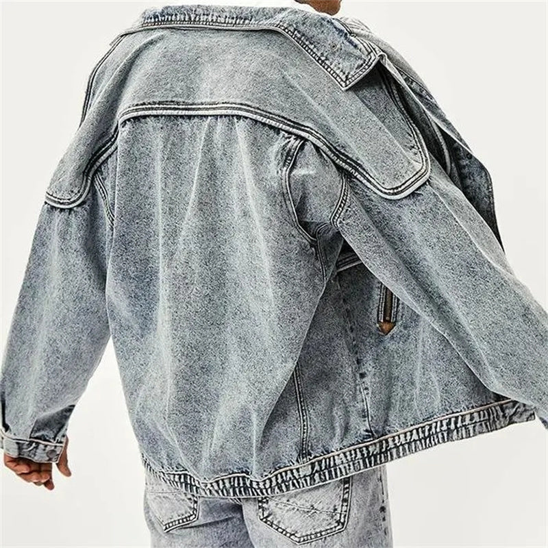 SUNA Herre Vintage Denimjakke – Klassisk Pasform og Slidstærkt Stof - Tidløs Mode, Denimjakke, Herremode