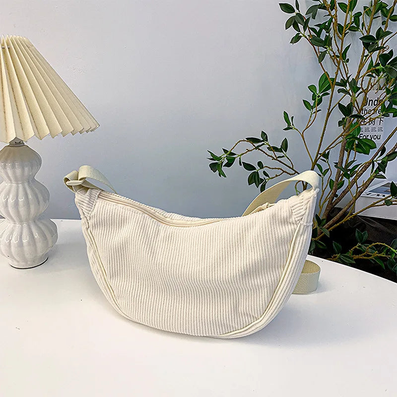 SUNA Corduroy Skuldertaske - Gracie Beige
