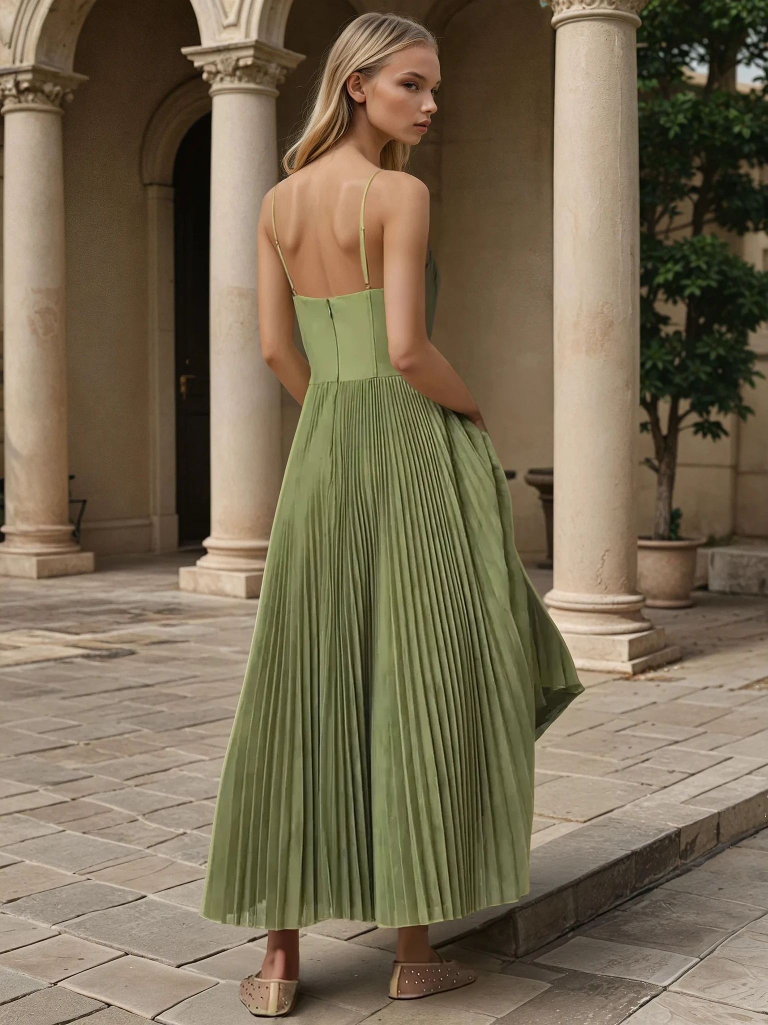 SUNA Sidonie Olive Garden Kjole - Skulptureret Bustier - Festlook