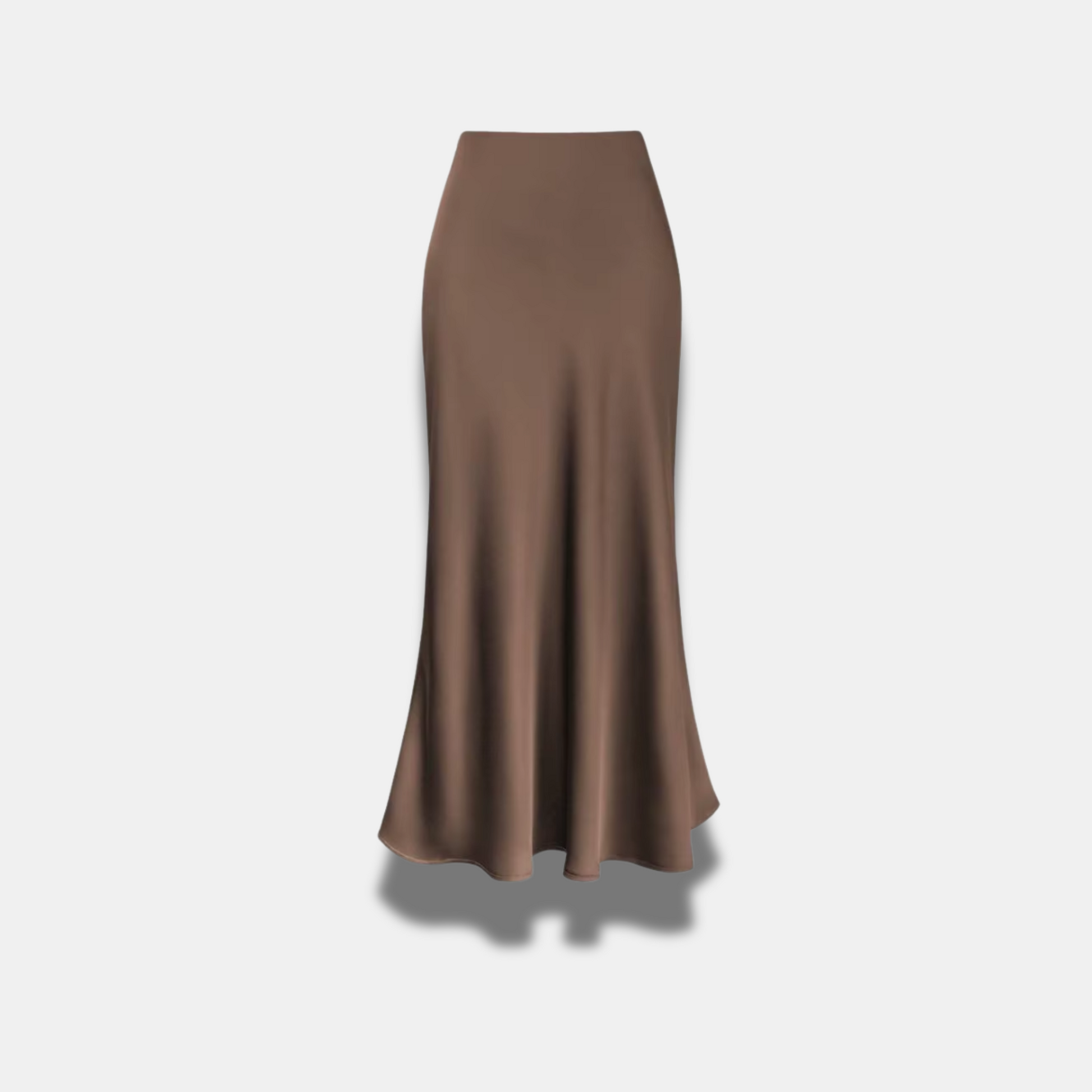 SUNA Midi-nederdel i premium-satin til kvinder - Elegant Stil Kaffe