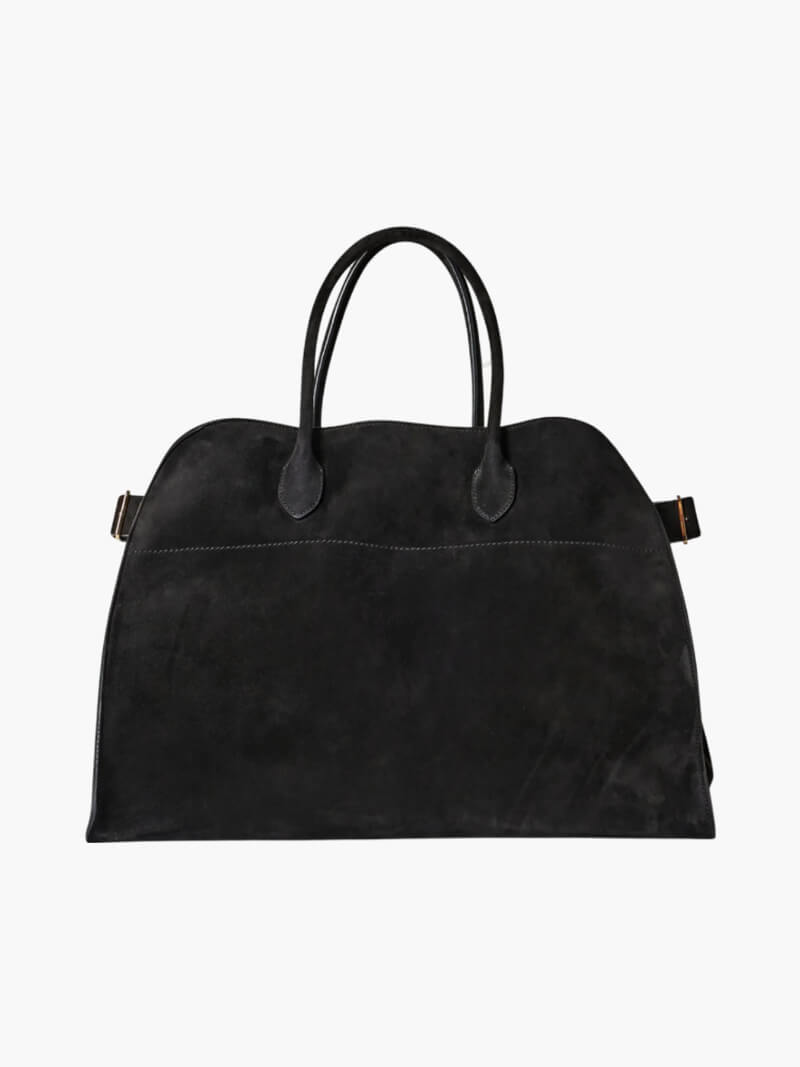 SUNA Henna Shopper Bag i Vegansk Suede Læder til Stilfuld Brugs Sort ruskind