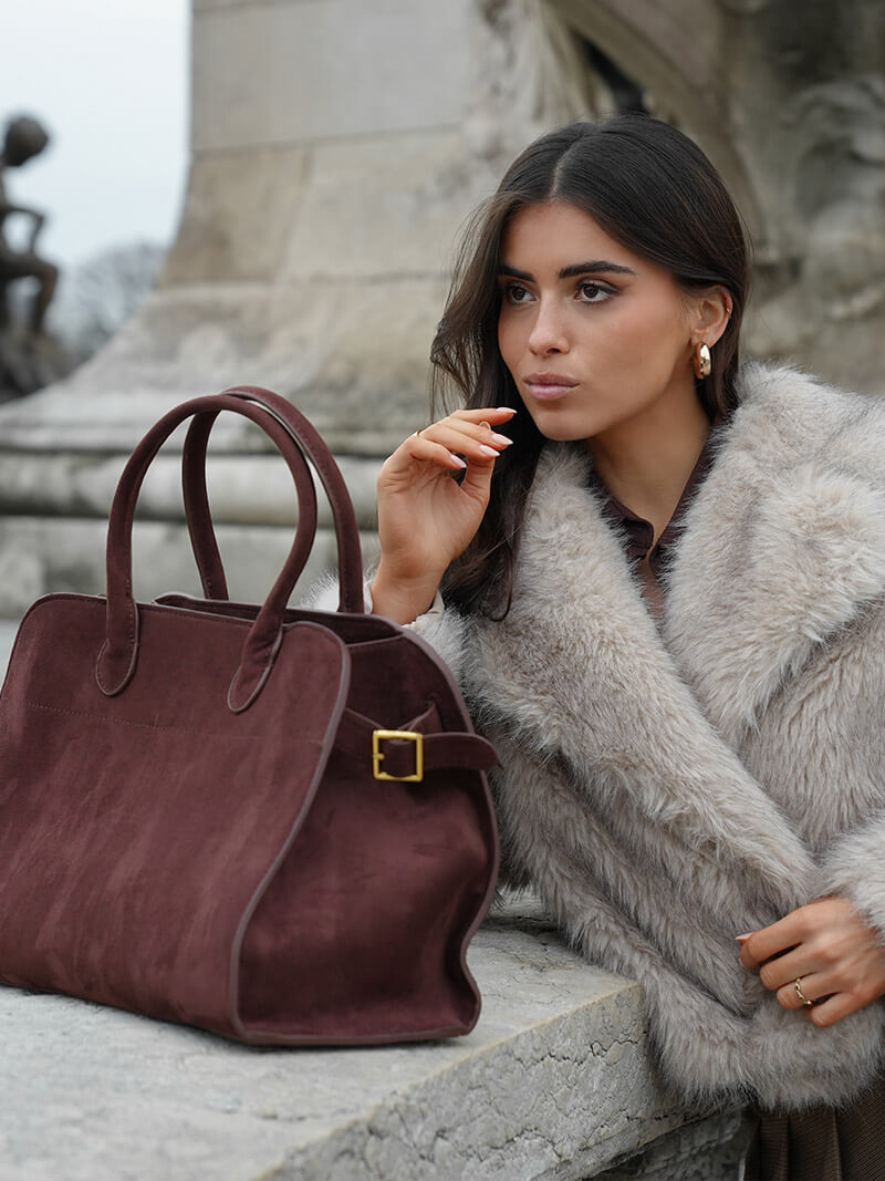SUNA Henna Shopper Bag i Vegansk Suede Læder til Stilfuld Brugs