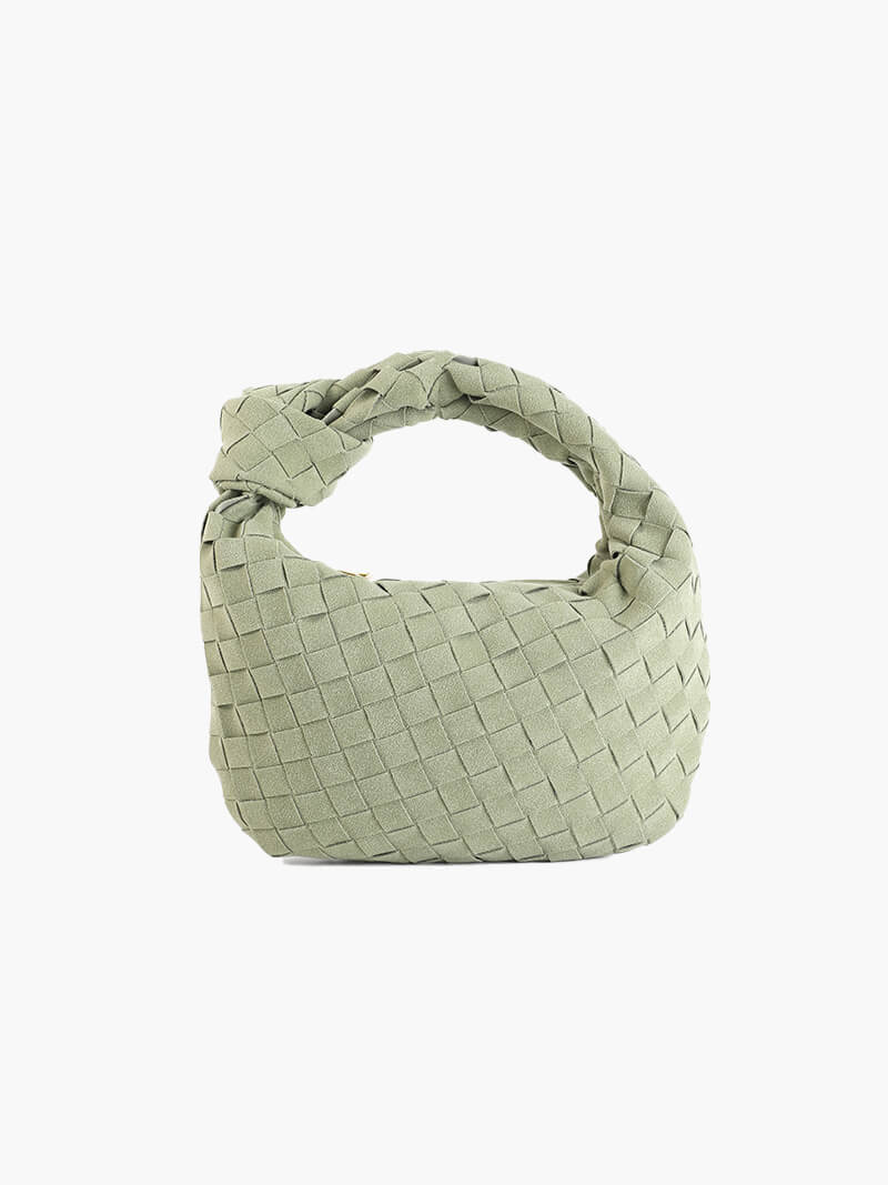 SUNA Vævet Taske Mini Suede - Stilfuld og Praktisk Design Olivengrøn