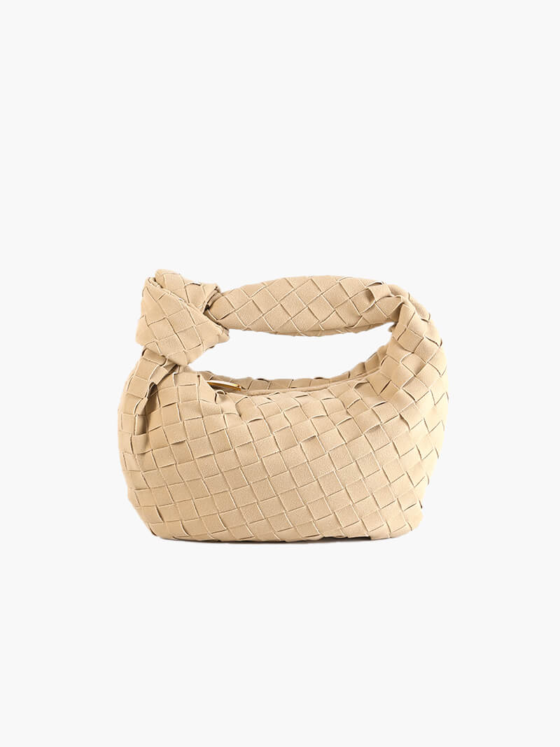SUNA Vævet Taske Mini Suede - Stilfuld og Praktisk Design Beige
