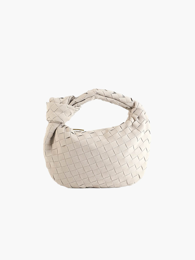 SUNA Vævet Taske Mini Suede - Stilfuld og Praktisk Design Fløde