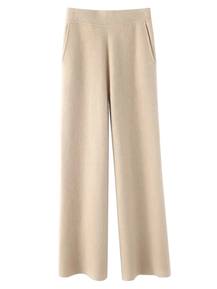 SUNA 3Leaves Kvinders Cashmere Komfort Bukser til Daglig Brug Khaki