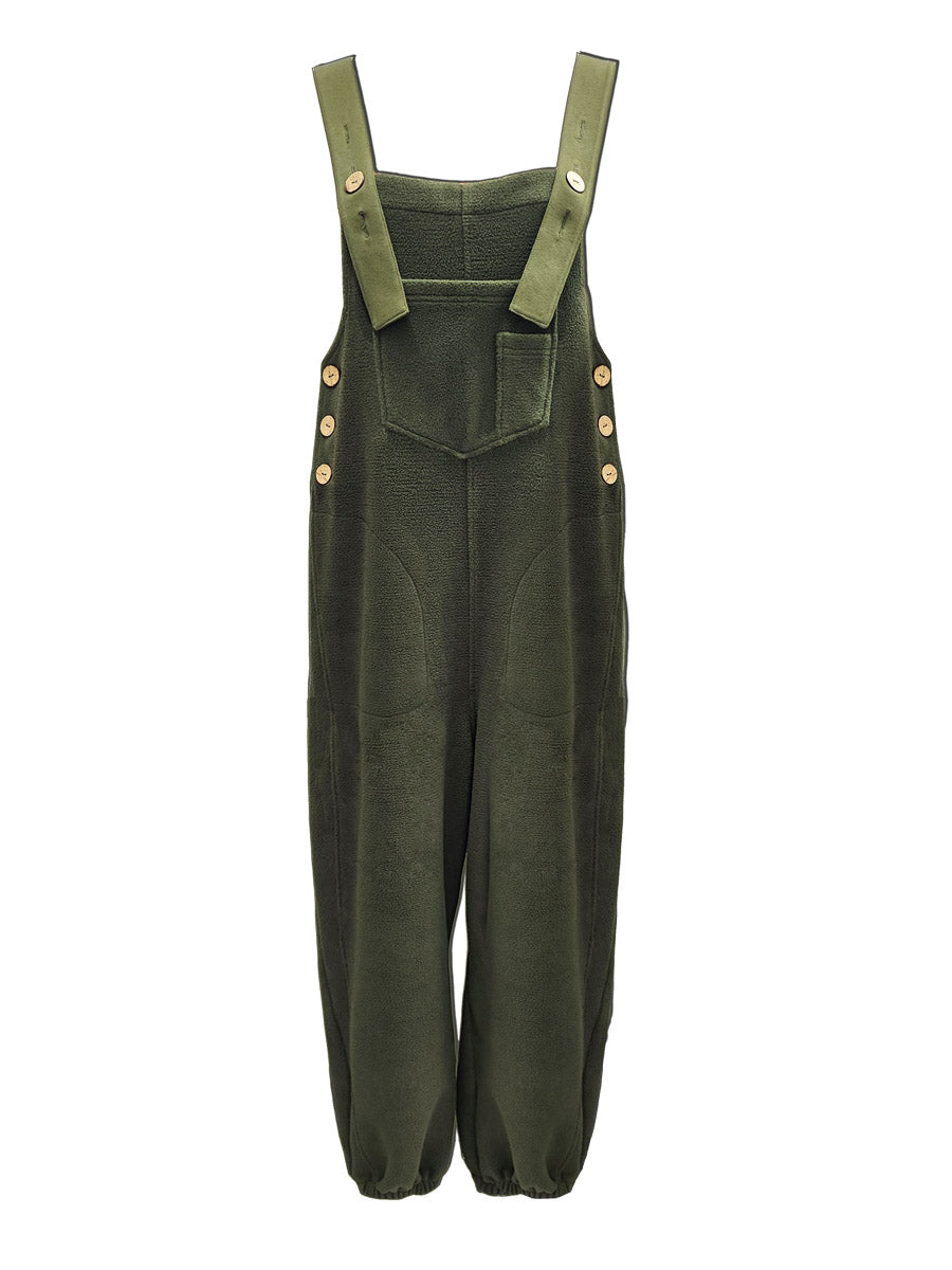 SUNA Unisex Fleece Overalls – Blød Og Isolerende Fleece - Komfortable Overalls Til Kolde Forhold Oliven