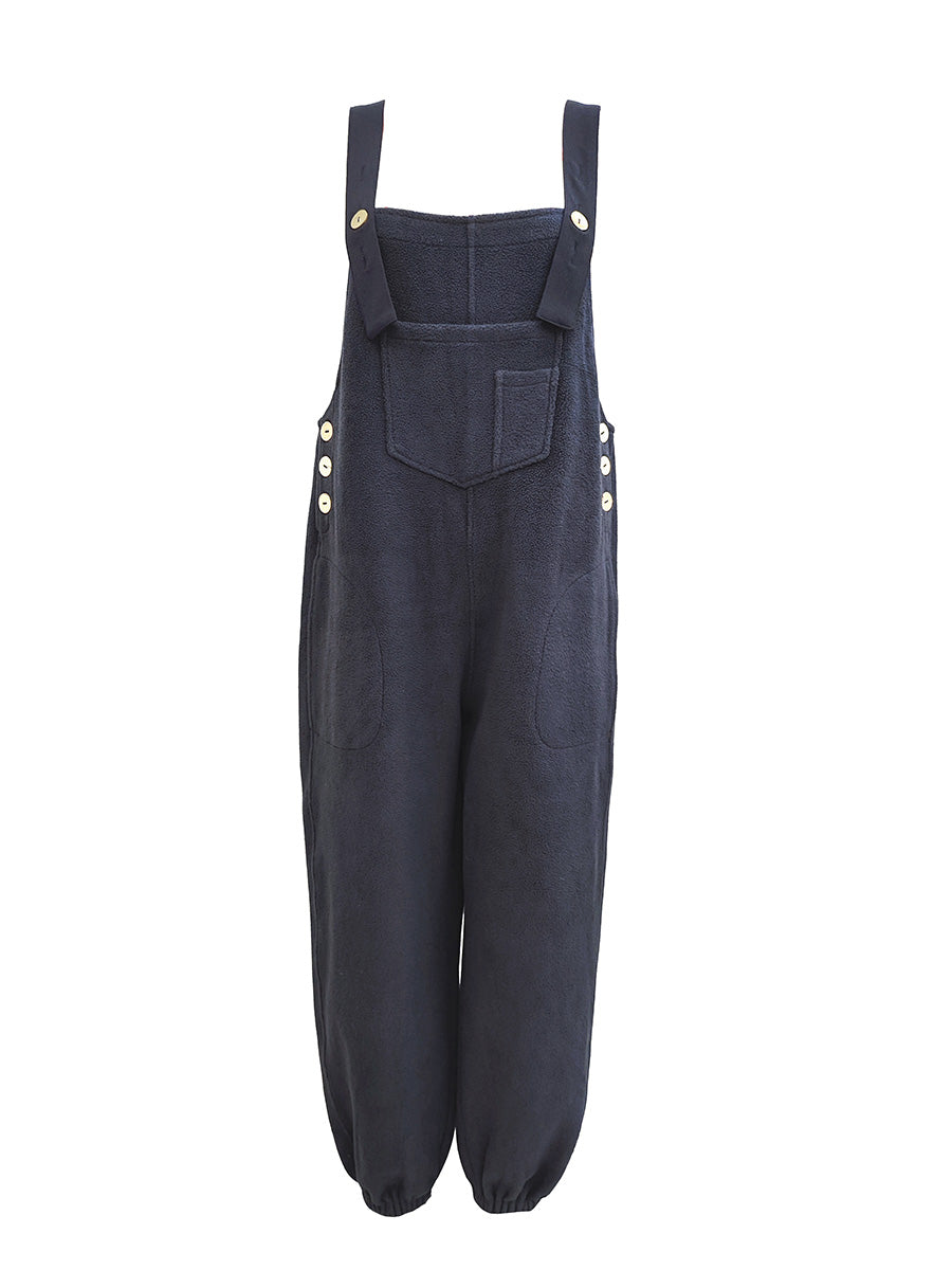 SUNA Unisex Fleece Overalls – Blød Og Isolerende Fleece - Komfortable Overalls Til Kolde Forhold Marineblå