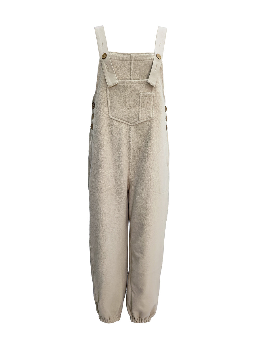 SUNA Unisex Fleece Overalls – Blød Og Isolerende Fleece - Komfortable Overalls Til Kolde Forhold Lys Khaki
