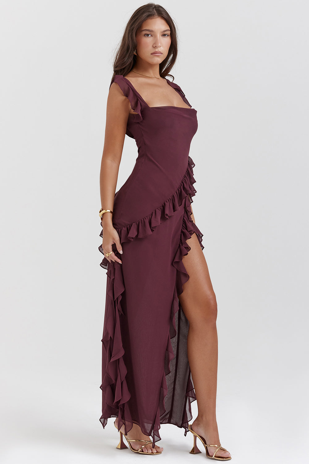 SUNA Vervain Twilight Frill Maxi – Svævende - Maxi Kjole Fest