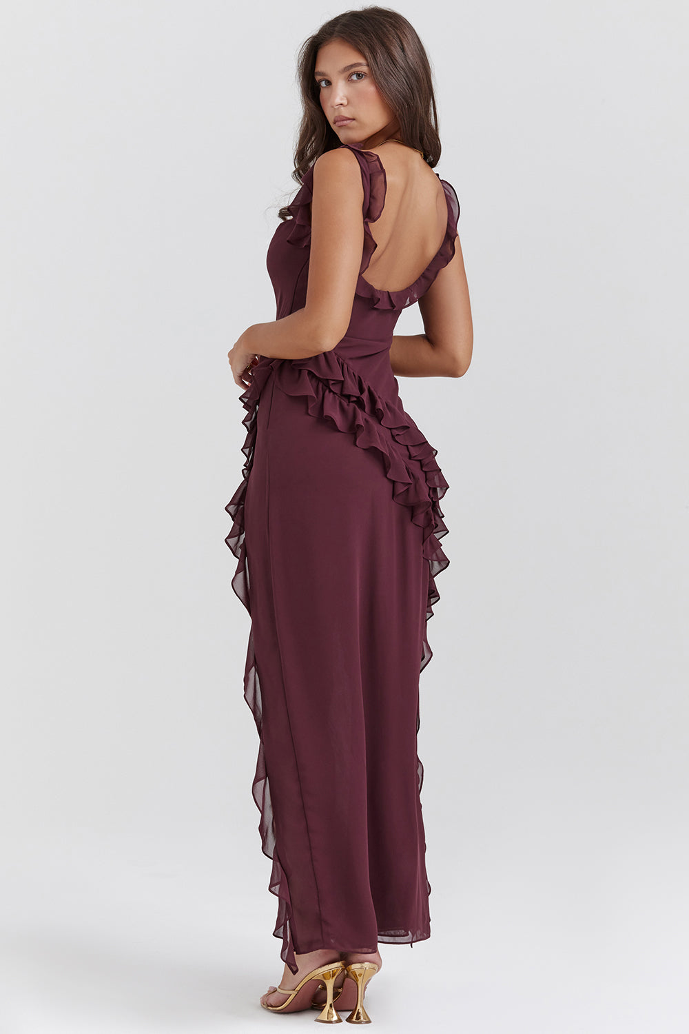 SUNA Vervain Twilight Frill Maxi – Svævende - Maxi Kjole Fest