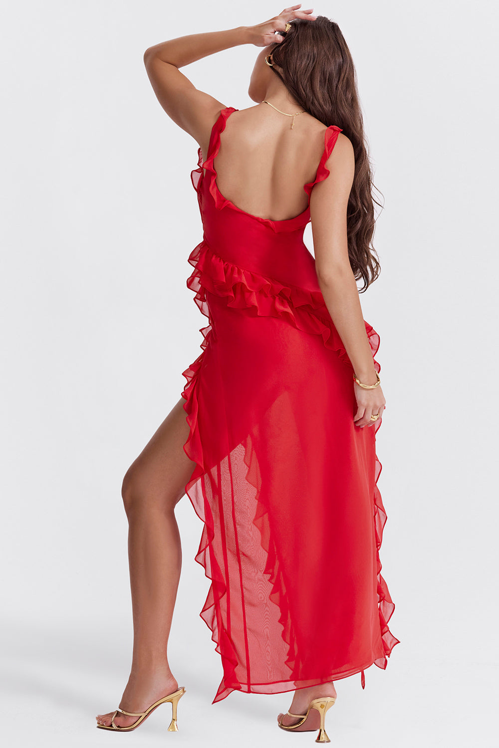 SUNA Vervain Twilight Frill Maxi – Svævende - Maxi Kjole Fest