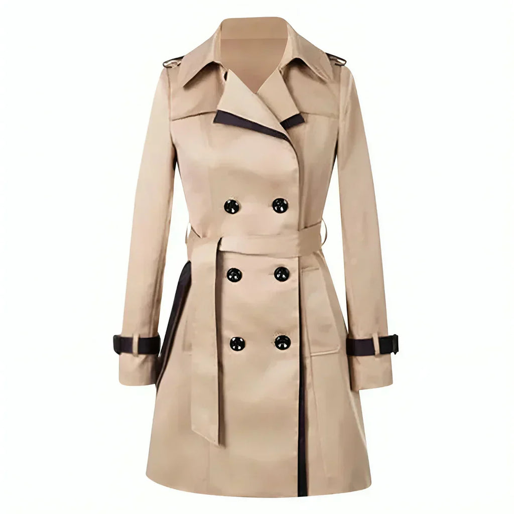 SUNA Lang Trenchcoat til Kvinder - Vandafvisende og stilfuld komfort Beige