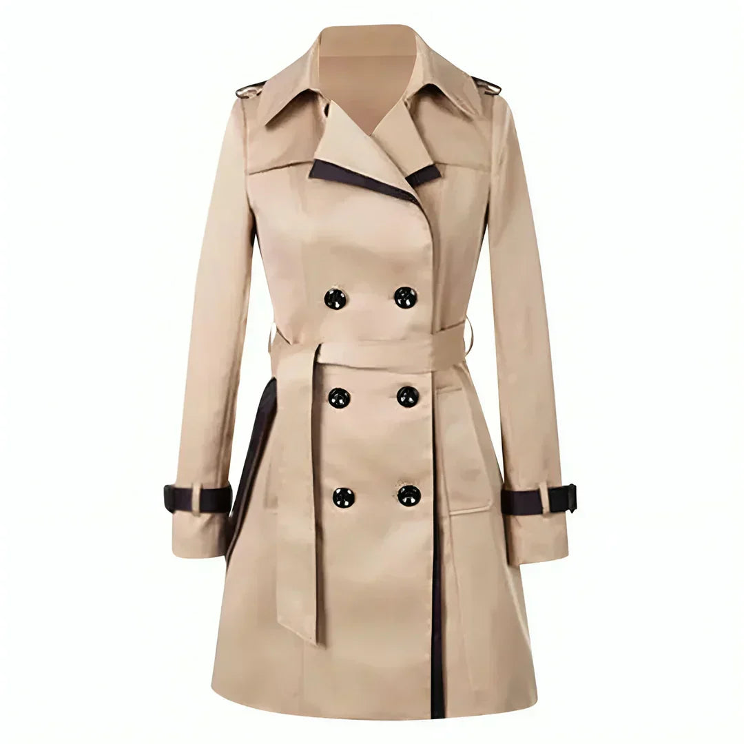 SUNA Lang Trenchcoat til Kvinder - Vandafvisende og stilfuld komfort Beige