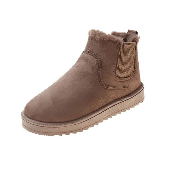 SUNA Dame Slip-On Støvler – Casual Støvler med Varm Foring og Elastiske Paneler