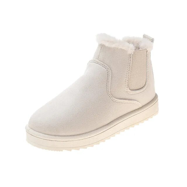 SUNA Dame Slip-On Støvler – Casual Støvler med Varm Foring og Elastiske Paneler