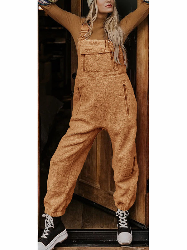 SUNA Dame Fleece Overalls Sort Størrelse 50 Polyester Brun