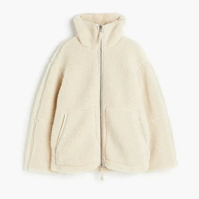 SUNA Luma - Uldjakke til Damer Med Lange Ærmer Og Lynlås Beige