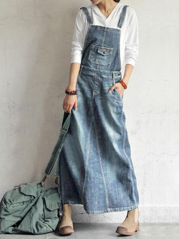 SUNA Kvinders Denim Overall Blå Størrelse M 100% Bomuld Lys Blå