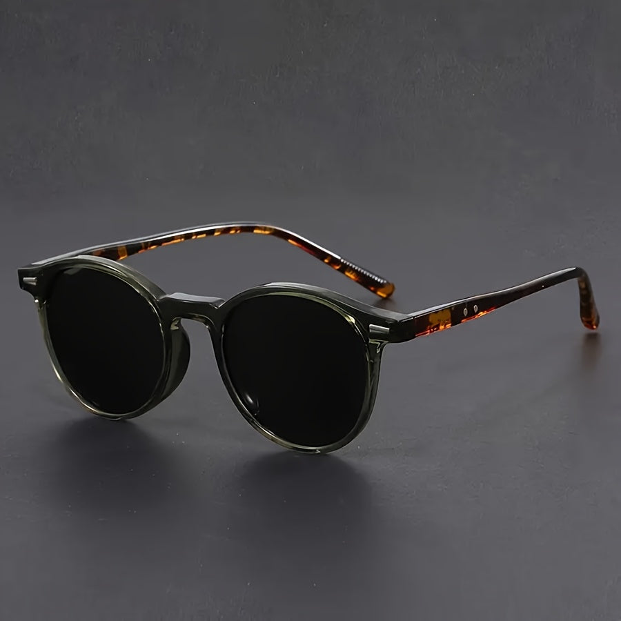 SUNA Herre Solbrille Letvægts Rund Ramme Retro Skildpadde Design Streetstyle & Casual Grøn
