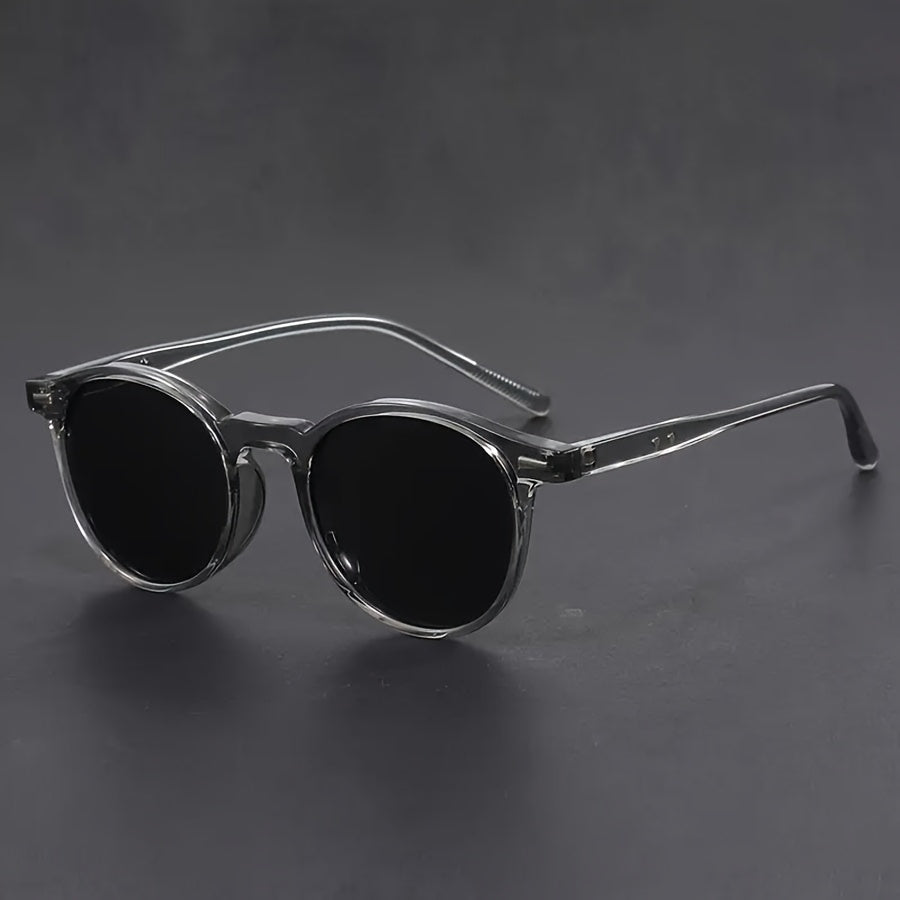 SUNA Herre Solbrille Letvægts Rund Ramme Retro Skildpadde Design Streetstyle & Casual Grå