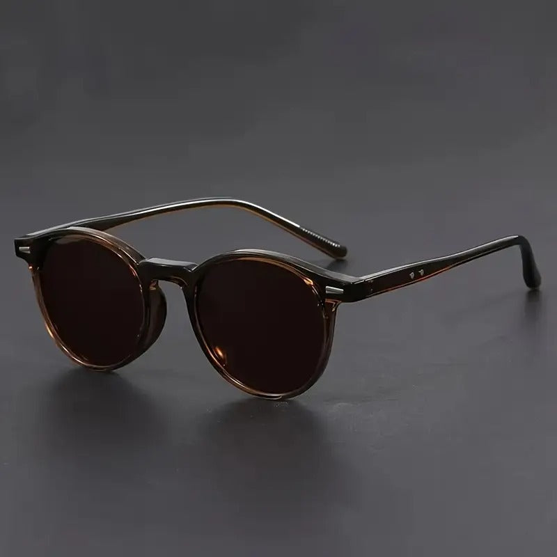 SUNA Herre Solbrille Letvægts Rund Ramme Retro Skildpadde Design Streetstyle & Casual Brun
