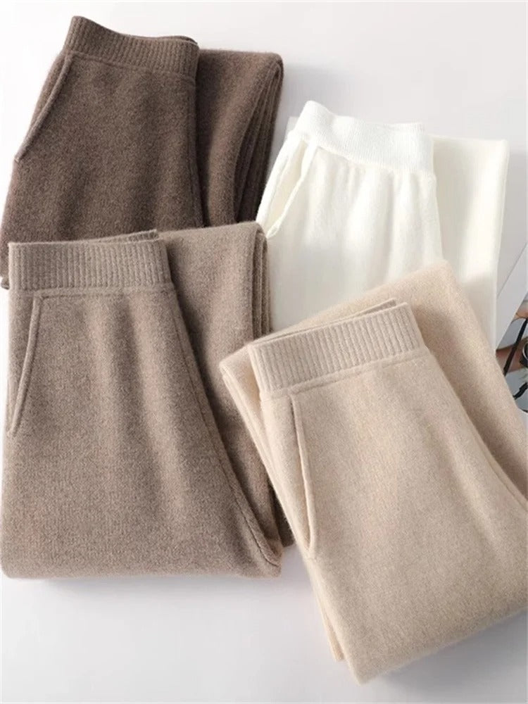 SUNA 3Leaves Kvinders Cashmere Komfort Bukser til Daglig Brug