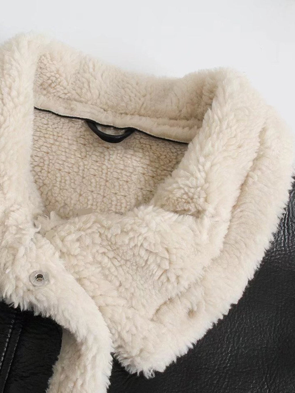 SUNA Sherpa Foret Shearling Læder Aviator Jakke