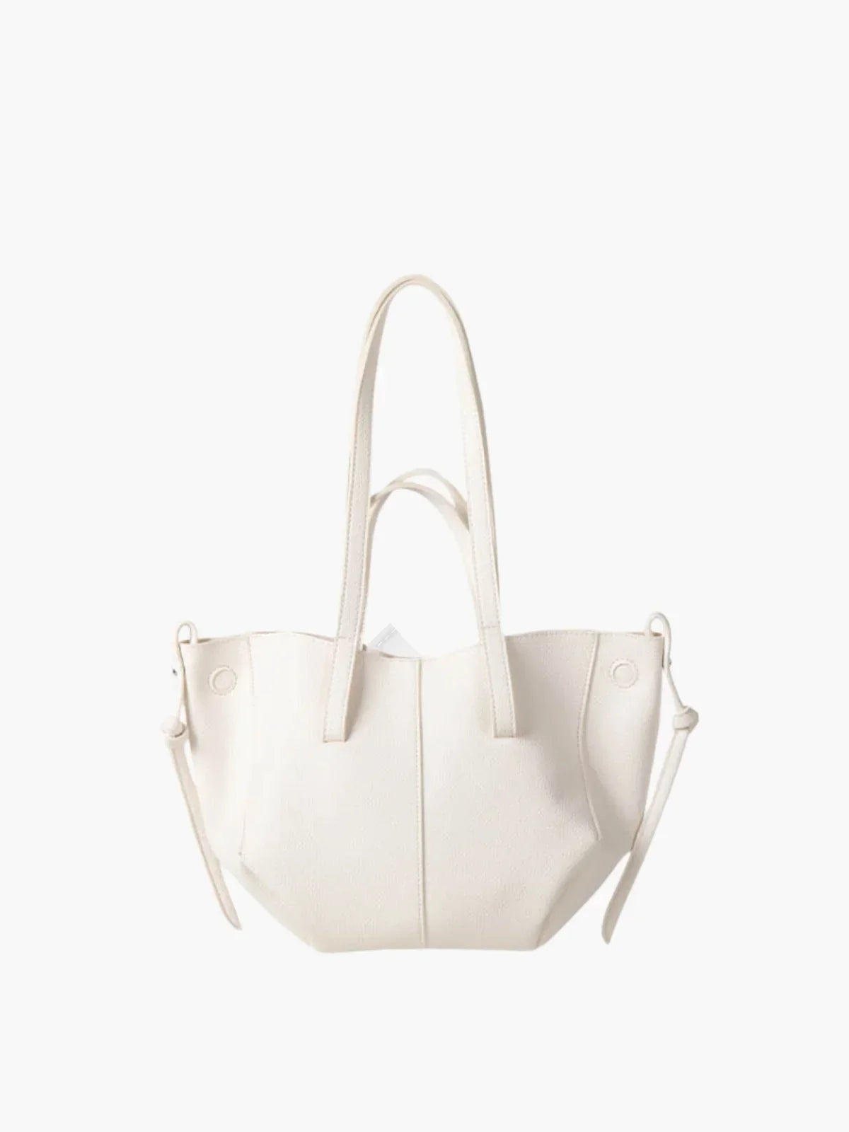 SUNA Klassisk Dobbelt Håndtag Faux Læder Tote Creme
