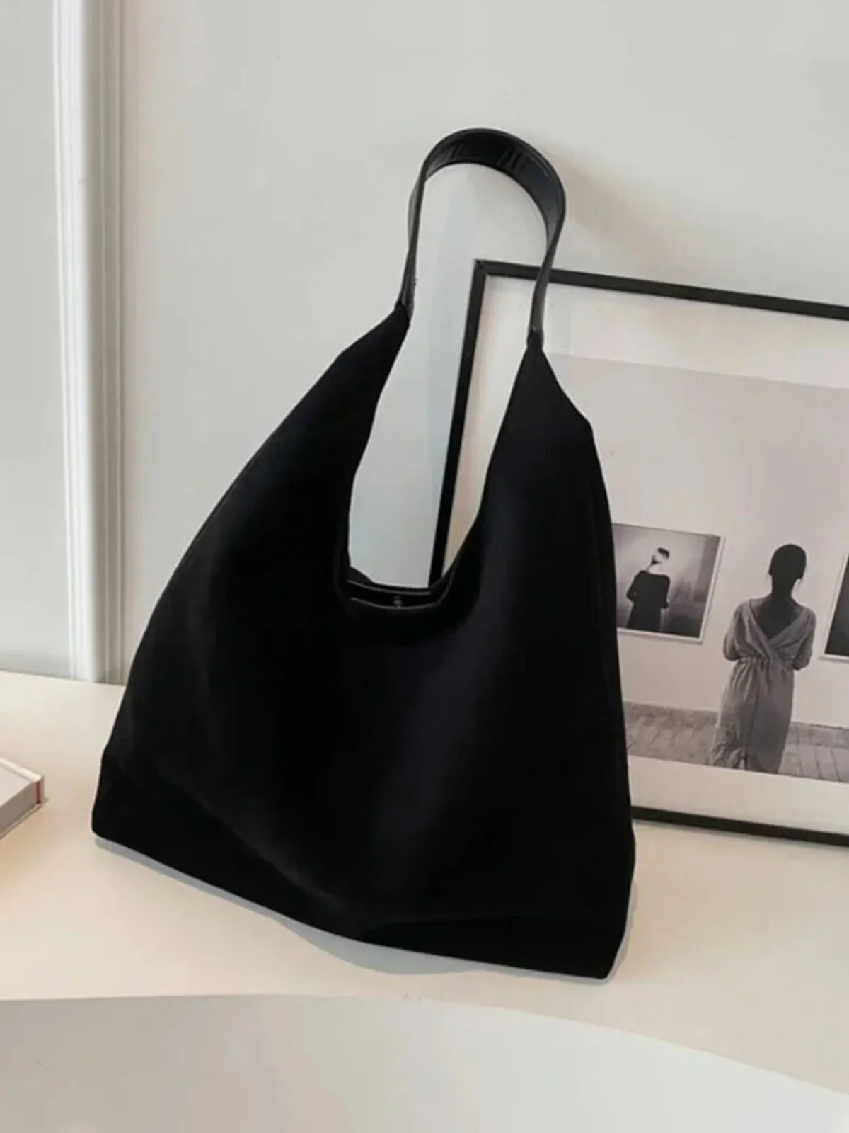 SUNA Retro Suede Stor-Kapacitet Skuldertaske