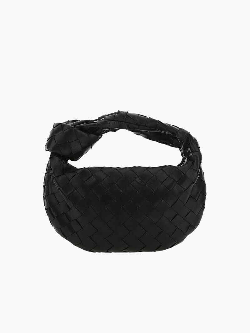 SUNA Flettet Knude Faux Læder Mini Taske Sort One Size