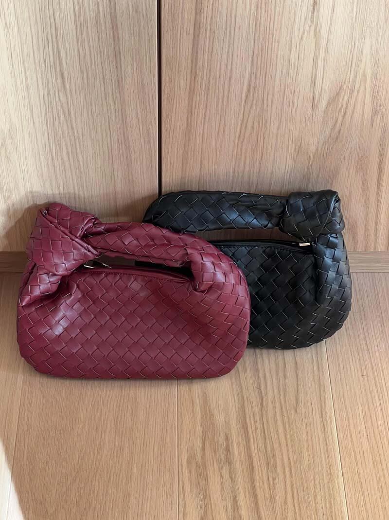 SUNA Flettet Knude Faux Læder Mini Taske