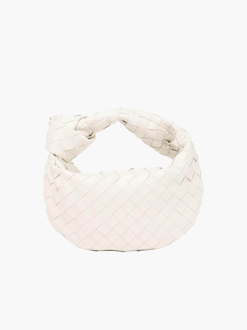 SUNA Flettet Knude Faux Læder Mini Taske Creme One Size