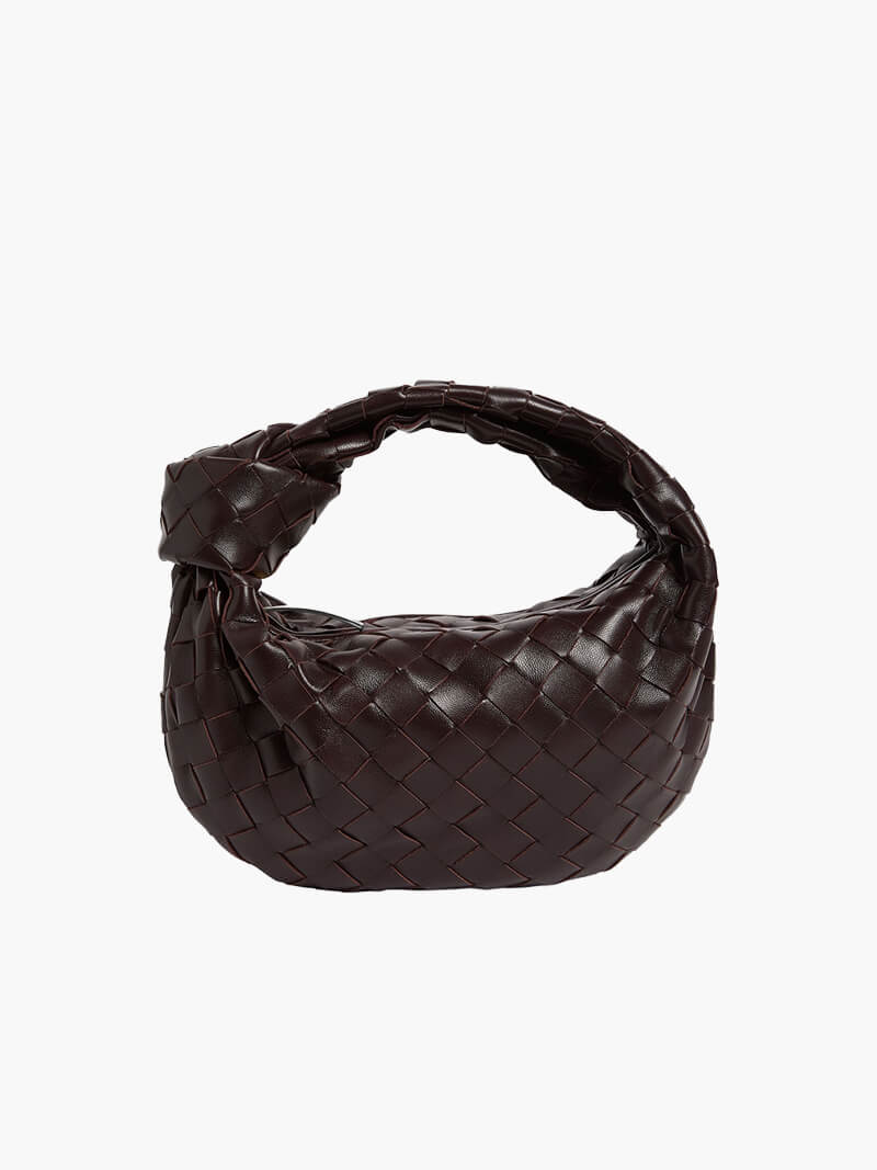 SUNA Flettet Knude Faux Læder Mini Taske Kaffe One Size