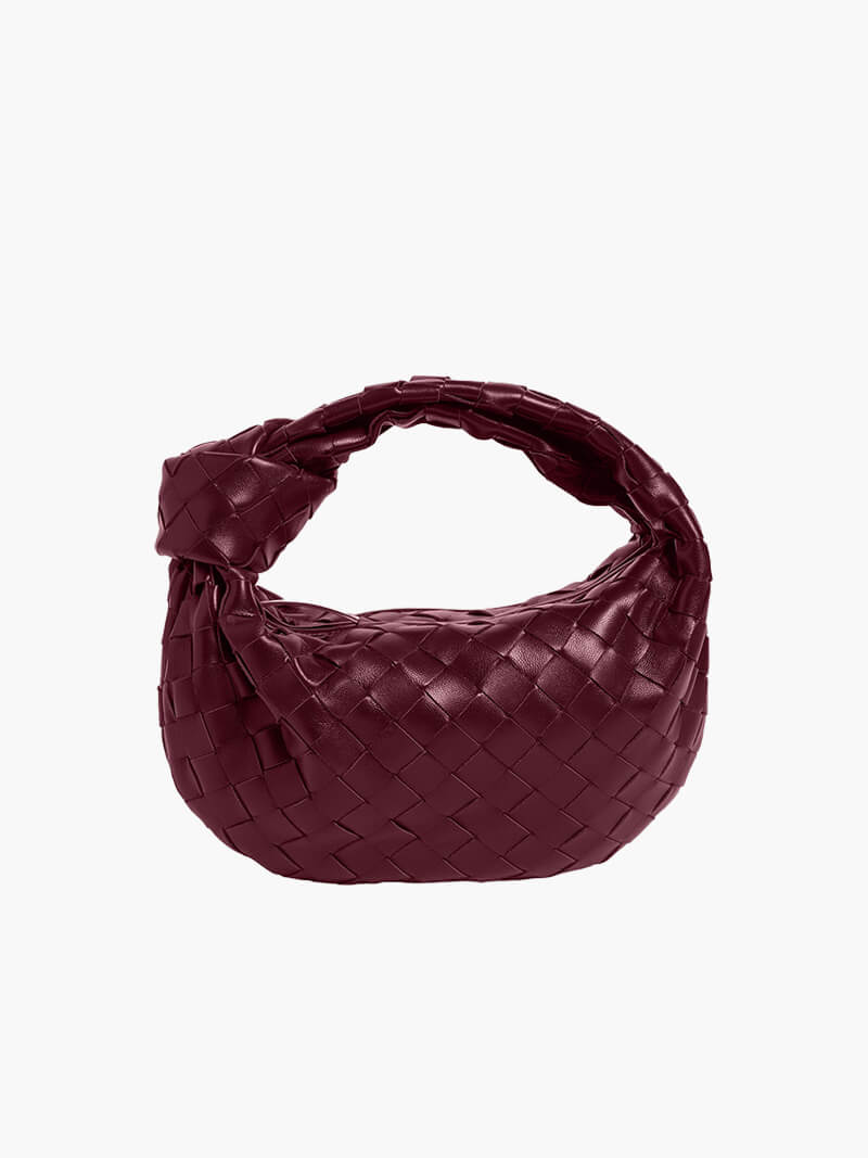 SUNA Flettet Knude Faux Læder Mini Taske Bourgogne One Size