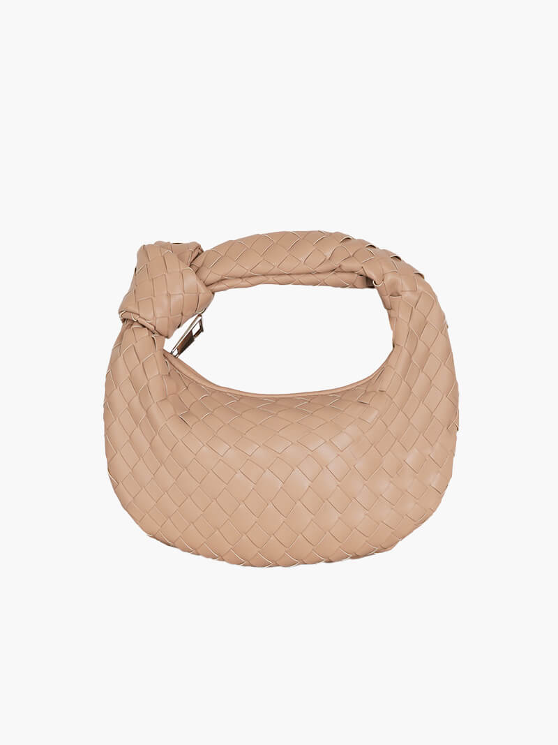 SUNA Flettet Knude Faux Læder Mini Taske Beige One Size